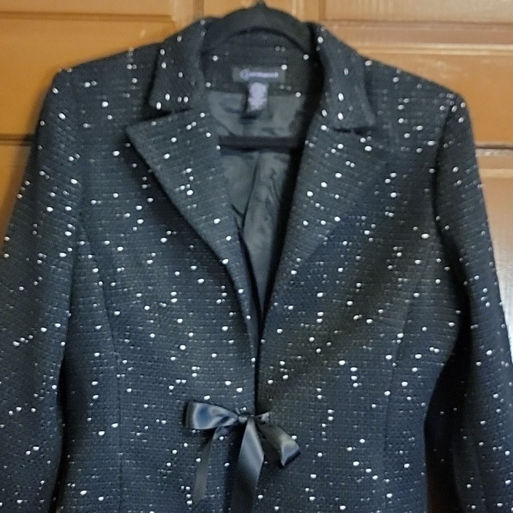 Context-Black textured short jkt. with white specs,collared, long sleeved 8. NWT - Picture 4 of 11